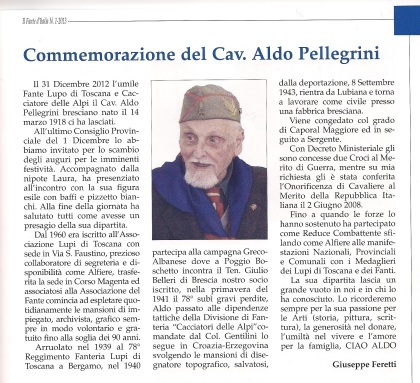 Il fante d' italia 1 2013 commemorazione cav Pellegrini