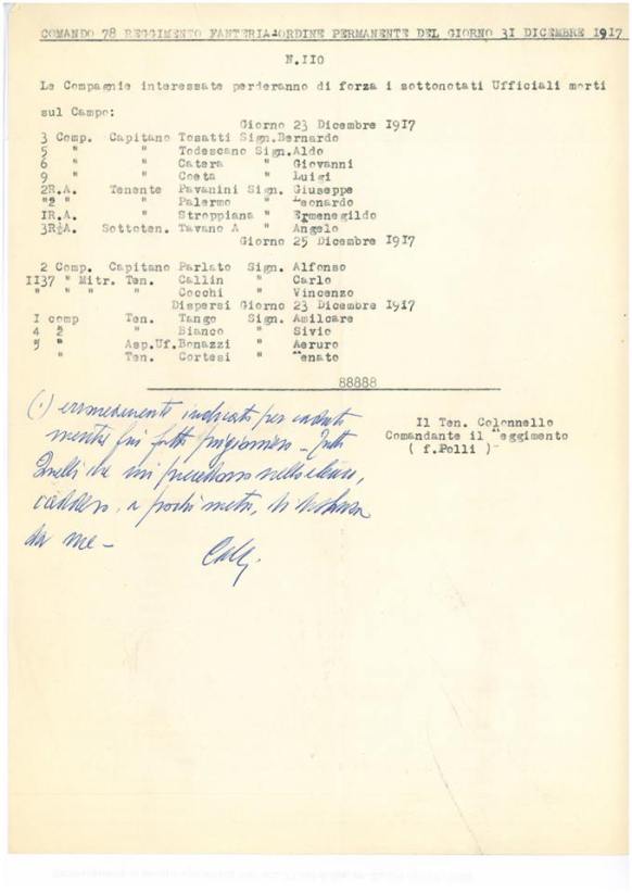 1917_12_31_78 ordine permanente Col Polli fonte ten Callin
